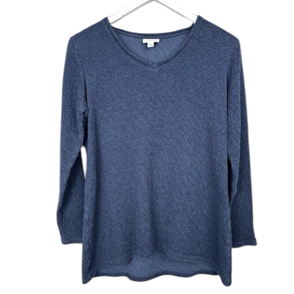 J. Jill Pure Jill Navy Crinkle Textured Pullover Stretch Top Blouse  XS
